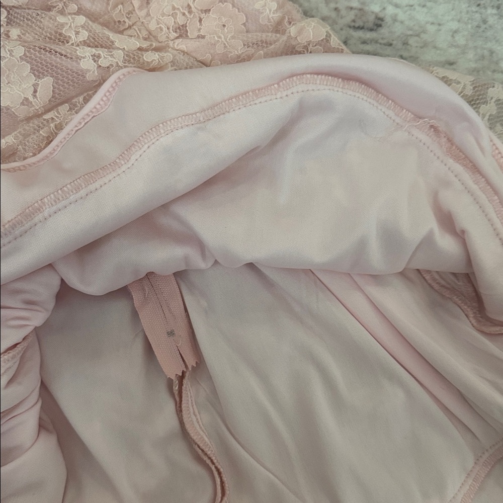 Selfie Leslie Matilda Frill Pink Strapless Lace Dress in blush - Picture 8 of 10